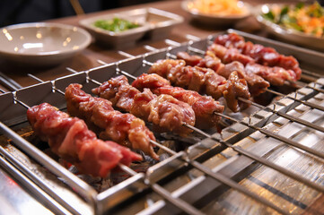 Chinese food. Grilled lamb skewers.