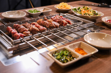 Chinese food. Grilled lamb skewers.
