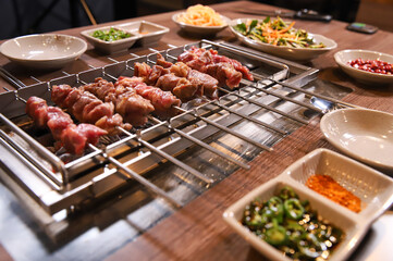 Chinese food. Grilled lamb skewers.