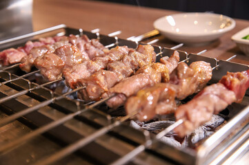 Chinese food. Grilled lamb skewers.