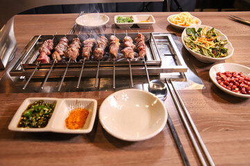 Chinese food. Grilled lamb skewers.