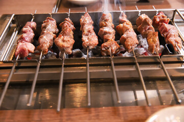 Chinese food. Grilled lamb skewers.