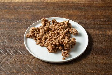 A view of a plate of plant-based ground beef.