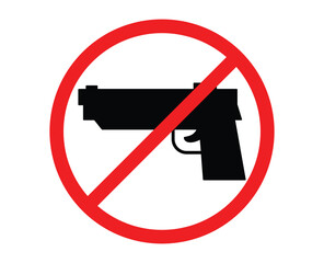 No Guns Weapons Allowed Prohibition Sign Icon. firearms prohibited area sign