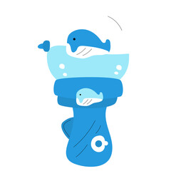 Blue water gun toy hand drawn 