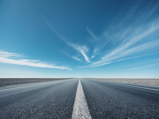 Empty road beautiful landscape background sky is blue Asphalt square.