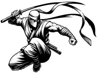 knight with sword, illustration of a ninja © Koko