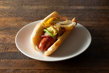 A view of a LA street dog on a plate.