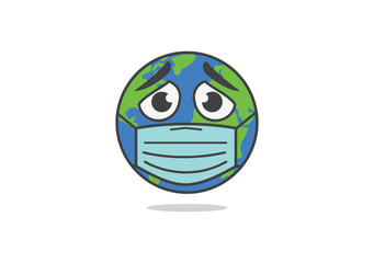 A save the world from pollution. Stop plastic. Crying planet banner. Vector illustration
