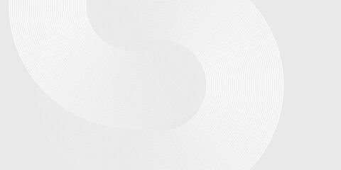 Modern white glowing geometric lines on gray background. Modern shiny blue circle lines pattern. Futuristic technology concept abstract