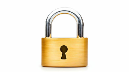 Naklejka premium Gold padlock security isolated on white background; website banner, security concept