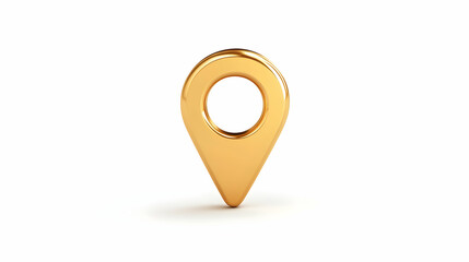 Golden map pin location marker on white background; ideal for navigation apps or websites