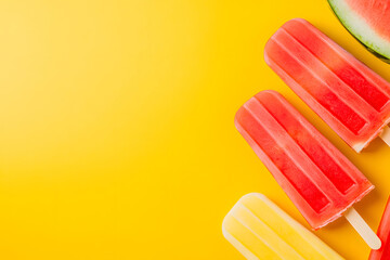 Start of summer solar terms cut into slices of watermelon Popsicle top view of summer illustration