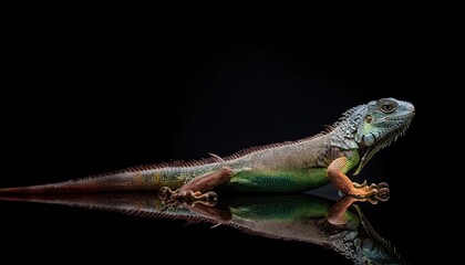 Fototapeta premium Lizard on a black background
