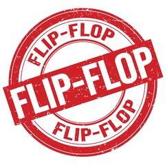 FLIP-FLOP text written on red round stamp sign