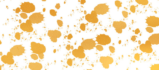 Golden splatter on black background. Abstract art. PNG, Cutout, or clipping path.