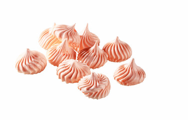 Several pieces of pink marshmallows, isolate on a white background
