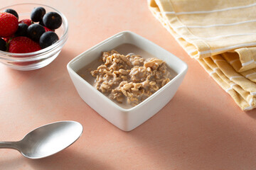 A view of a small bowl of overnight oats.