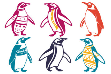 set of Penguin silhouette vector illustration