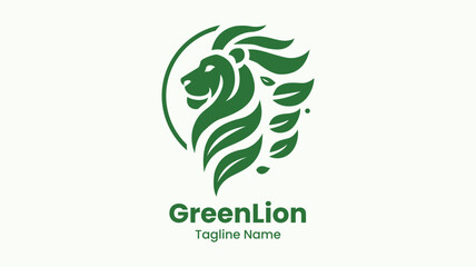 Naklejka premium Green Lion Logo Design For Green Tecnology