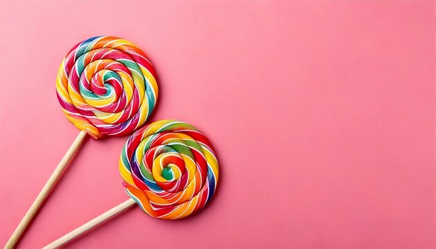 飴　ペロペロキャンディ　スウィート・スパイラル　ピンクに映える虹色の誘惑　カラフルなロリポップと甘いひととき
