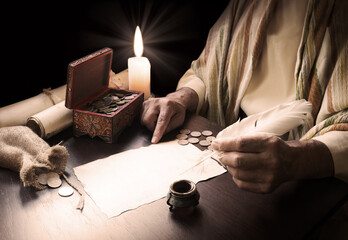 Man with a cash in the box