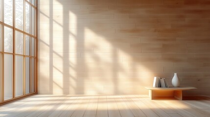 Minimalist Room with Sunlight Streaming Through Window