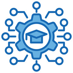 Education Technology Blue White Icon