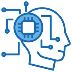Artificial Intelligence Blue White Icon