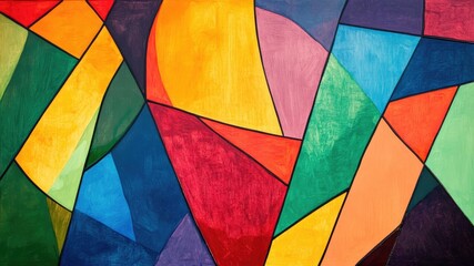Fototapeta premium Vibrant abstract geometric painting with bold colors and shapes, creating a dynamic visual experience