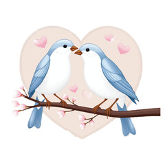 two lovebirds on a branch