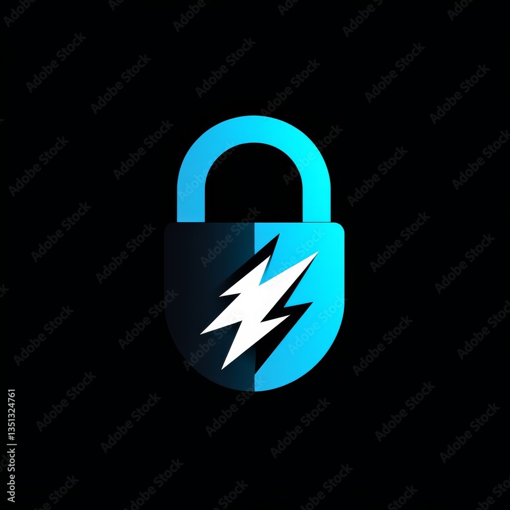 Fototapete ElectroLock: Secure and Lightning Fast Data Protection with a Sleek and Modern Design on a Deep Black Background