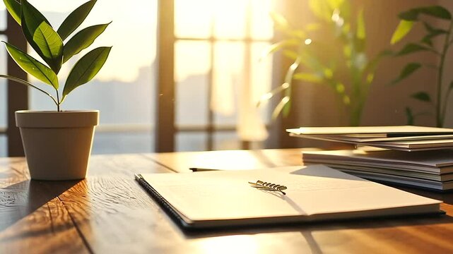 Startup funding pitch deck on a desk with glowing logo