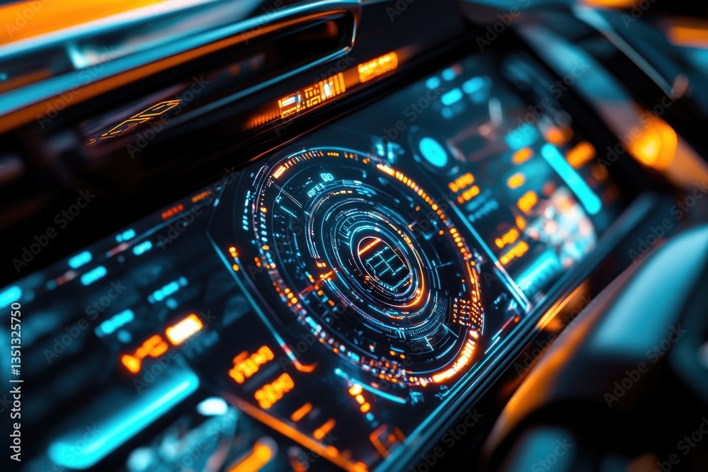 Poster Close-up view of a car's dashboard featuring a digital display