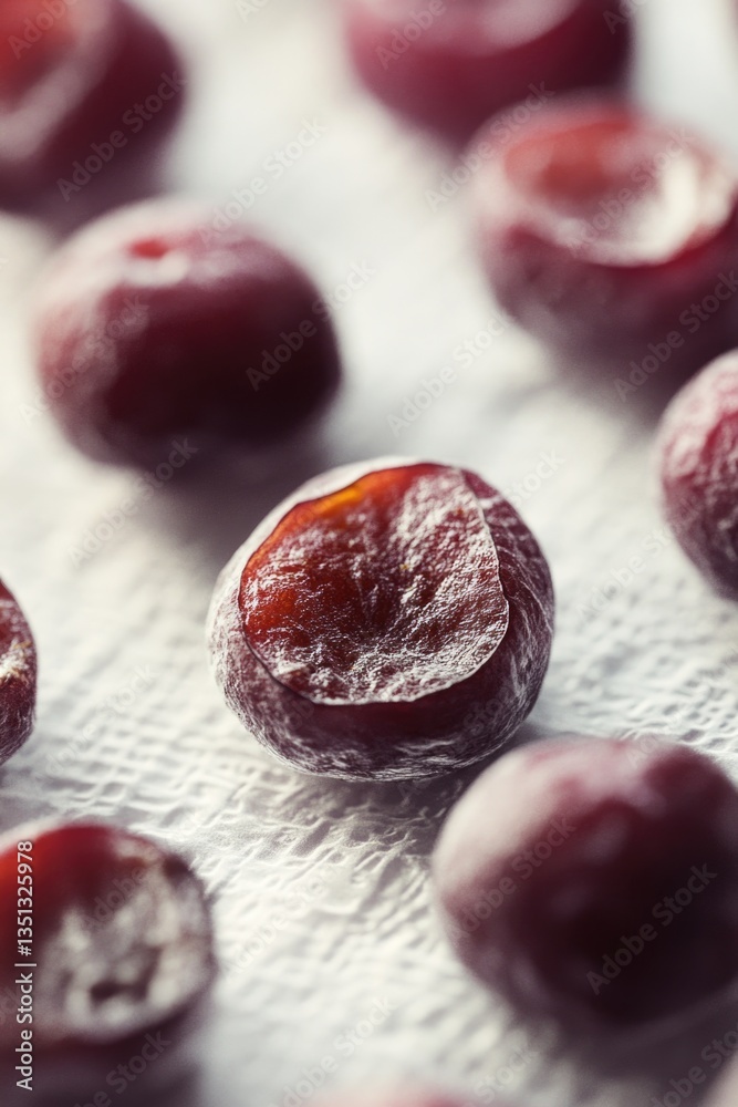 Poster a close-up view of a few plums arranged on a table, perfect for a still life or food-related context