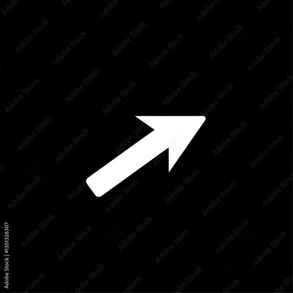 Poster Sleek White Arrow Pointing Towards the Upper Right on a Dark Background - A Simple and Direct Visual