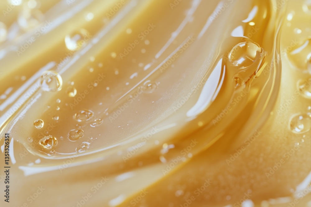 Poster A close-up view of a transparent liquid substance with distinct patterns and textures