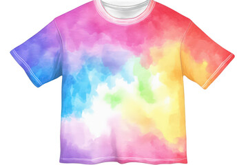 Rainbow tie-dye t-shirt design isolated on white or transparent