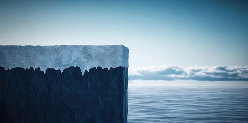 Melting iceberg in the Arctic as rising ocean waters reflect the effects of climate change on our planet.