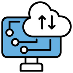 Naklejka premium Cloud Computing Blue Black Icon