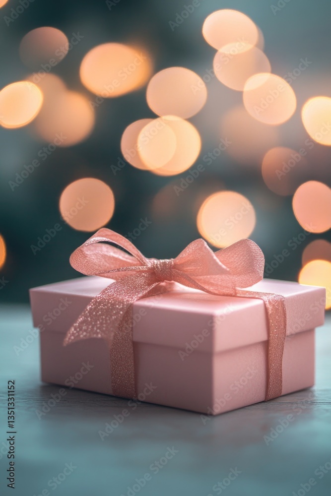 Poster a small pink gift box tied with a matching pink bow, perfect for wrapping small presents or using as