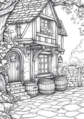 Fantasy Tavern Coloring Pages