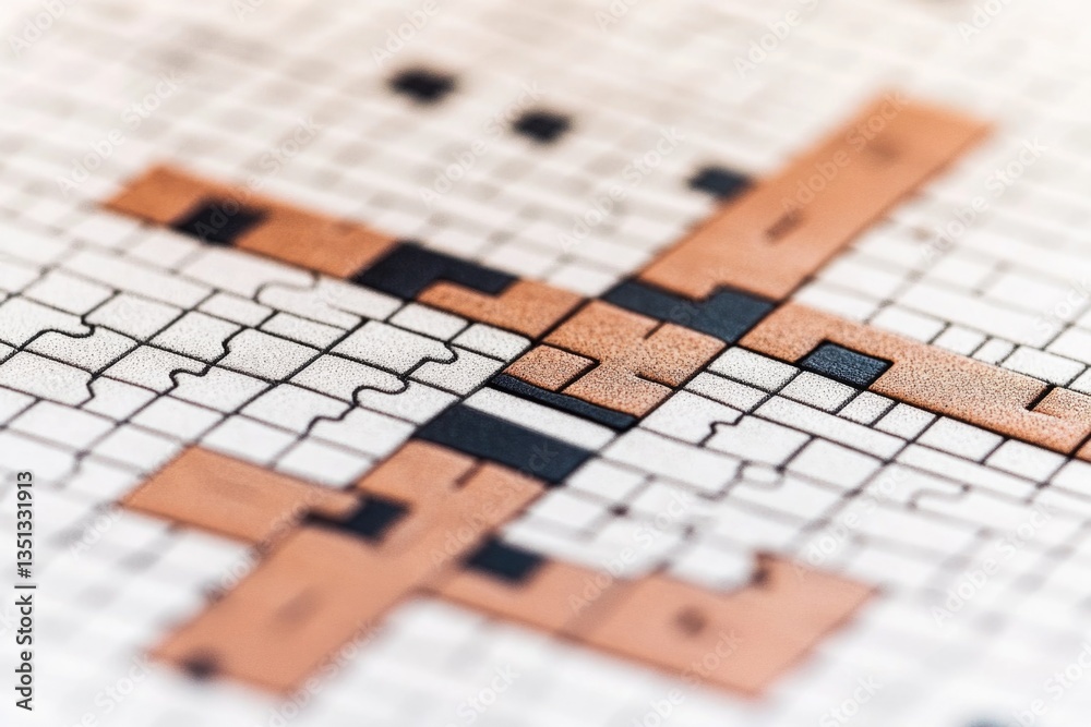 Aufkleber a close-up view of a crossword puzzle on a piece of paper, perfect for use in editorial or education