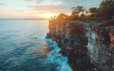 Ocean Cliff Sunset Coastal Landscape