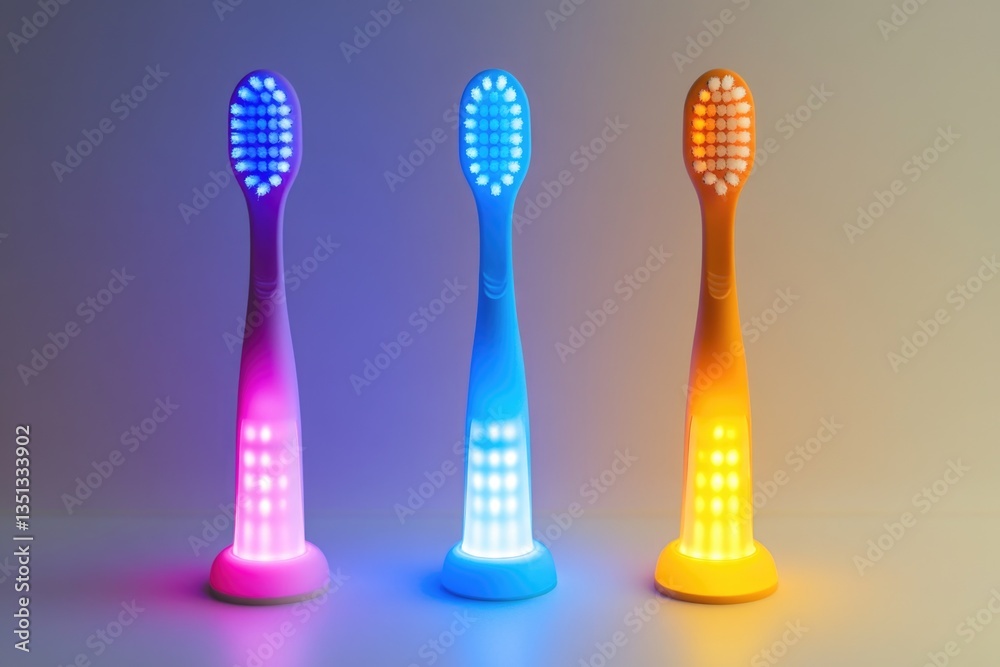 Aufkleber three unique toothbrushes with distinct colors
