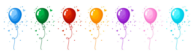 Colorful Helium Balloons and Confetti