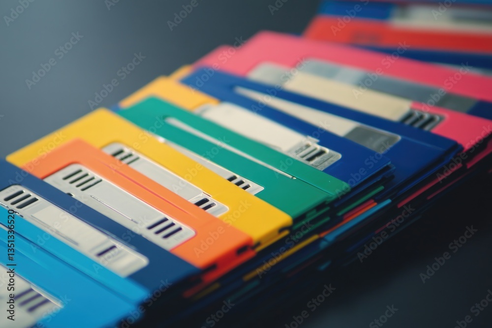 Aufkleber a close-up view of a stack of colorful audio cassettes