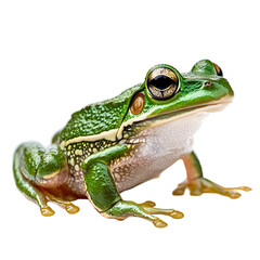Fototapeta premium Vibrant Green Frog Isolated on Black Background Amphibian Wildlife Nature Closeup