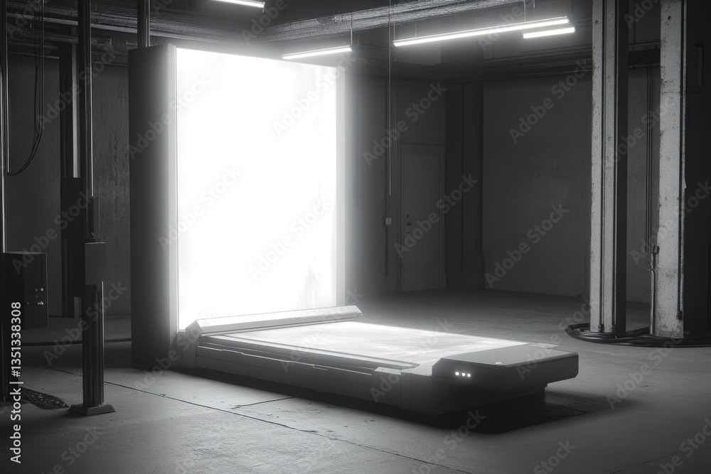 Poster a simple room with a bed as the main feature, ideal for interior design or minimalist theme concepts