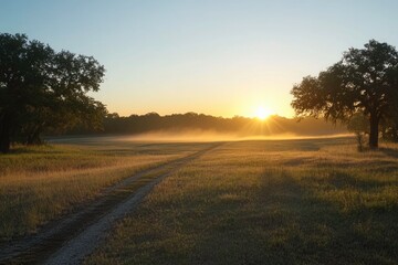 Serene Sunrise Over a Country Road